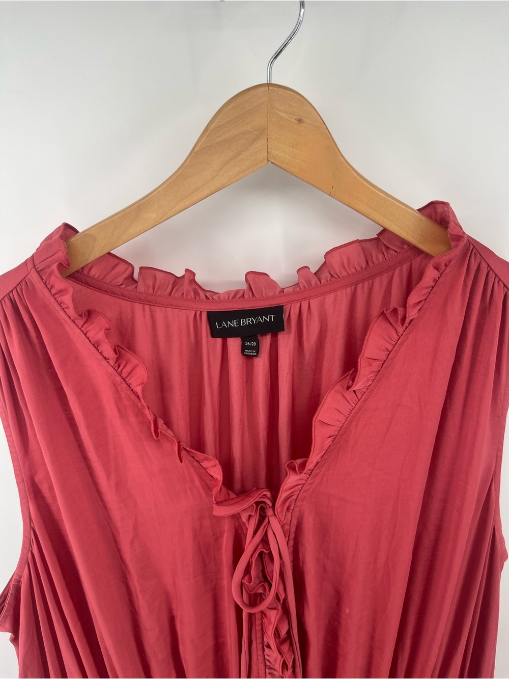 Lane Bryant Maxi Dress 26/28 Coral Pink Pleated Sleeveless Boho Resort Dress - Picture 12 of 13
